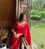 Red Cotton Saree Package – Charulota 03 - Image 2