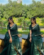 Botol Green Cotton Saree Package – Charulota 10 - Image 3
