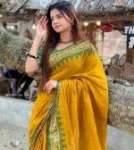 Mustard Colour Cotton Saree Package – Nondini 28 (new) - Image 2
