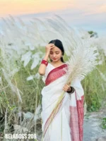 White-Red Combination Belaboss Saree- 209 - Image 3