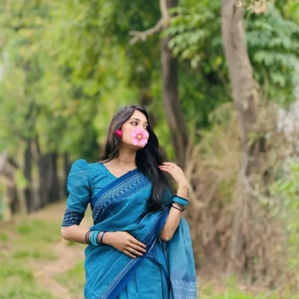 Blue Afsan Print Saree - Belaboss 02
