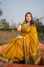 Mustard Colour Cotton Saree Package – Nondini 28 (new) - Image 4