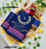 Navy Blue Colour Cotton Saree Package – Nondini 102 (new)