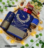 Navi Blue Colour Cotton Saree Package – Nondini 02 (new)