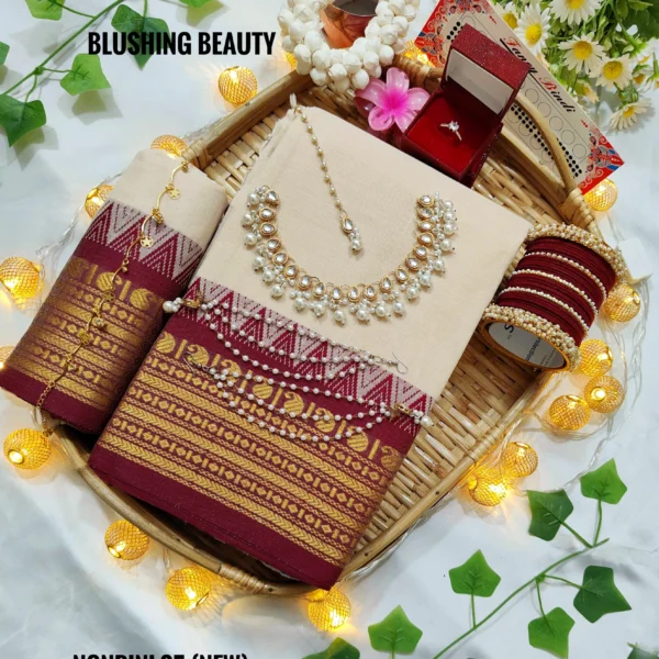 OFF-White Colour Cotton Saree Package – Nondini 25 (new)