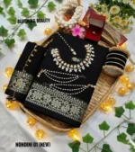 Black Colour Cotton Saree Package – nondini 01(new)