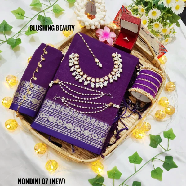 Purple Colour Cotton Saree Package – Nondini 07 (new)