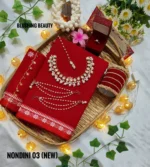 Red Colour Cotton Saree Package – Nondini 03 (new)