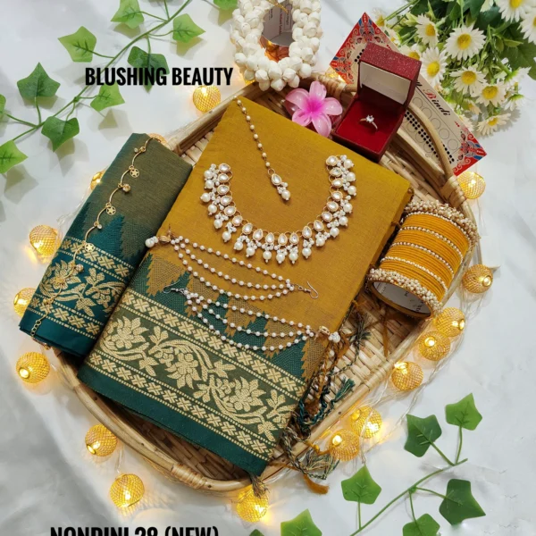 Mustard Colour Cotton Saree Package – Nondini 28 (new)