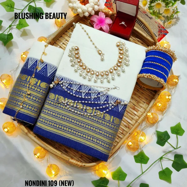 White Colour Cotton Saree Package – Nondini 109 (new)