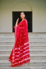 Red Colour Cotton Saree Package – Nondini 03 (new) - Image 4