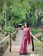 Mauve-Pink Colour Cotton Saree Package – Nondini 08 (new) - Image 4
