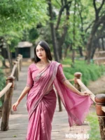 Mauve-Pink Colour Cotton Saree Package – Nondini 08 (new) - Image 3