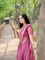 Mauve-Pink Colour Cotton Saree Package – Nondini 08 (new) - Image 2