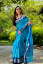 Sky-Blue Colour Cotton Saree Package – Nondini 05 (new) - Image 2