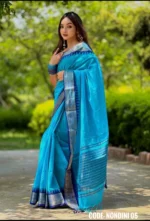 Sky-Blue Colour Cotton Saree Package – Nondini 05 (new) - Image 4