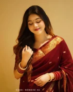 Maroon Colour Cotton Saree Package – Nondini 04 (new) - Image 3