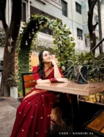 Maroon Colour Cotton Saree Package – Nondini 04 (new) - Image 4