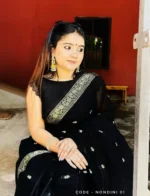 Black Colour Cotton Saree Package – nondini 01(new) - Image 2