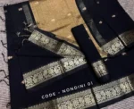 Black Colour Cotton Saree Package – nondini 01(new) - Image 3