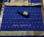 Navy Blue Cotton Saree - Nondini - Image 3