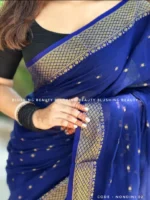 Navi Blue Colour Cotton Saree Package – Nondini 02 (new) - Image 2