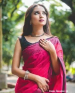 Magenta Colour Cotton Saree Package – Nondini 23 (new) - Image 3