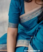 Sea-Blue Colour Cotton Saree Package – Nondini 19 (new) - Image 4