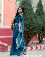 Sea-Blue Colour Cotton Saree Package – Nondini 19 (new) - Image 2