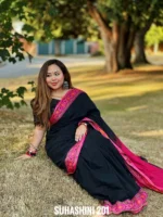 Black Cotton Saree – Suhashini 201 - Image 2