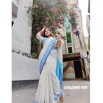 White Cotton Saree Package – Suhashini 409 - Image 3