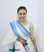 White Cotton Saree Package – Suhashini 409 - Image 4