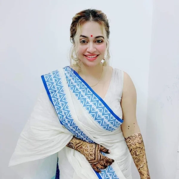 Off-White and Blue Combination Saree-Suhashini