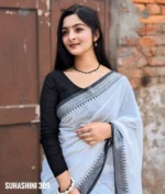White Cotton Saree Package – Suhashini 309 - Image 4