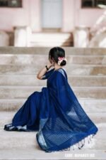 Blue cotton saree – Mayaboti - Image 2