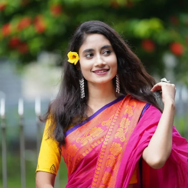 Magenta Cotton Saree – Suhashini 123