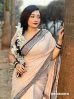 09 - OFF-White and Black Combination Cotton Saree Package - Suhashini - Image 2