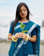 Sea-Blue Cotton Saree Package- Mayaboti - 419 - Image 3