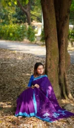 Purple Cotton Saree – Mayaboti 107 - Image 2