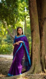 Purple Cotton Saree – Mayaboti 107 - Image 3