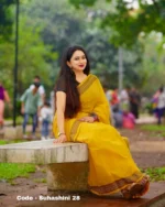 Mustard and Black Combination Cotton Saree Package- Suhashini - Image 2