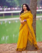Mustard and Black Combination Cotton Saree Package- Suhashini - Image 3