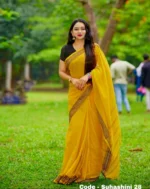 Mustard and Black Combination Cotton Saree Package- Suhashini - Image 4