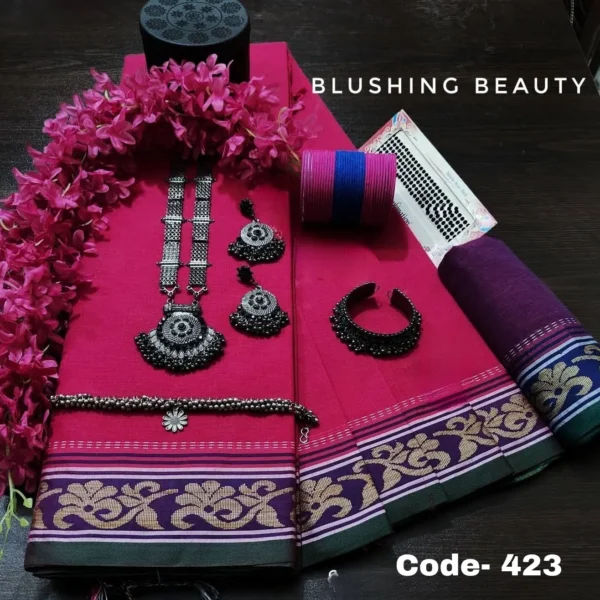 Magenta Cotton Saree Package – Mayaboti 423