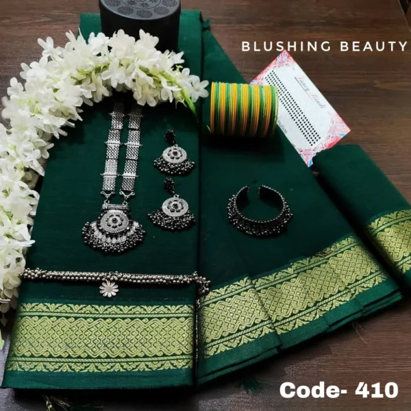 Bottol Green Cotton Saree Package – Mayaboti 410