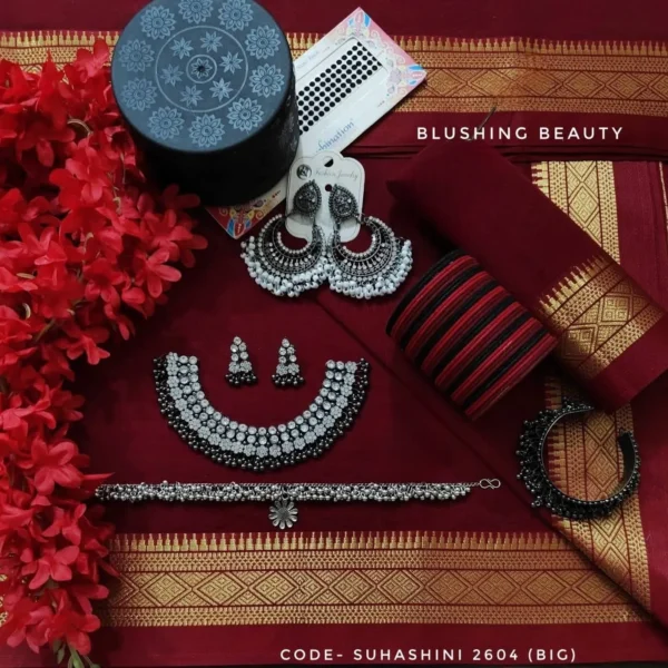 2604 - Maroon Cotton Saree Package – Suhashini