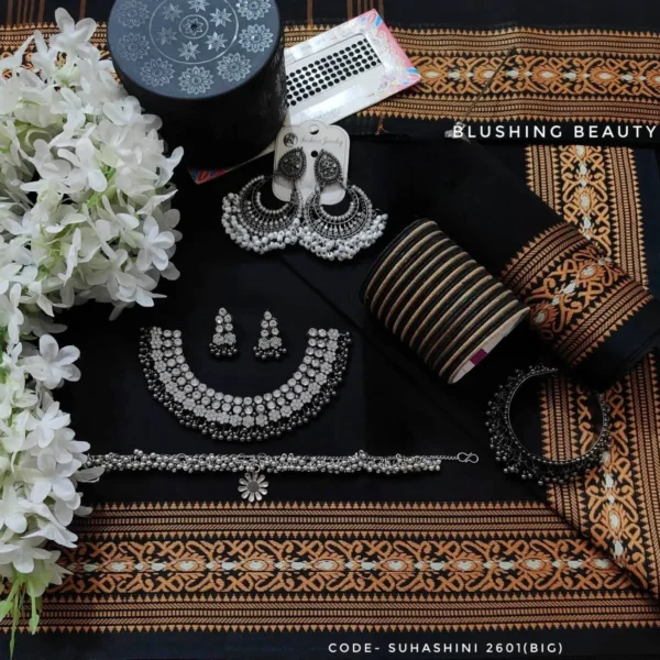 2601- Black Cotton Saree Package – Suhashini