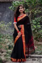 Black cotton saree – Mayaboti 401(3)