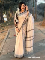 09 - OFF-White and Black Combination Cotton Saree Package - Suhashini - Image 4