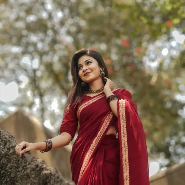 Maroon Cotton Saree – Suhashini 504